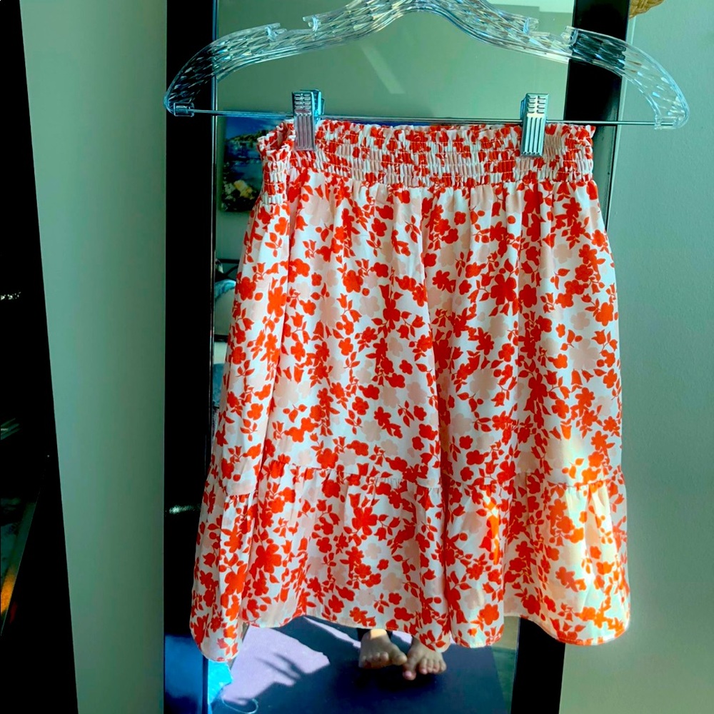 19  Cooper Above the Knee Flowy Orange Floral Print Skirt